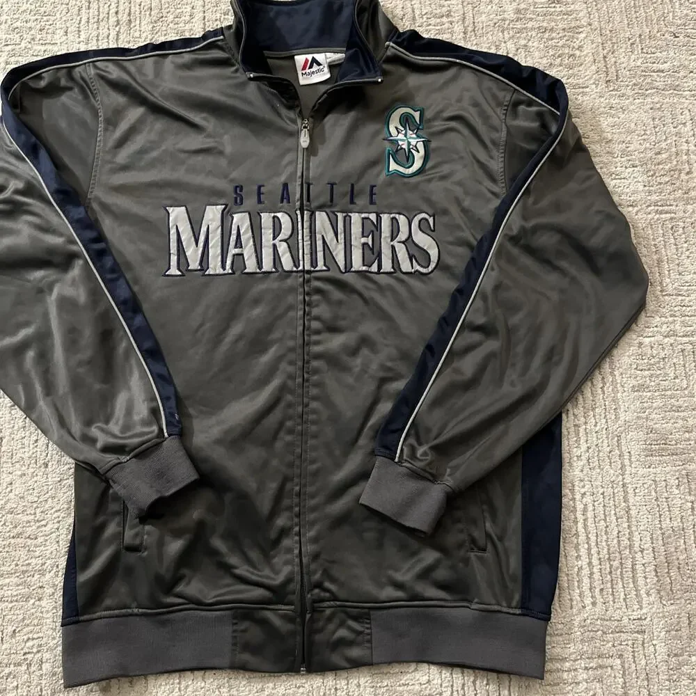 EXCELLENT Condition! VINTAGE Seattle Mariners TRACK Jacket Mens XLT. Y2K.